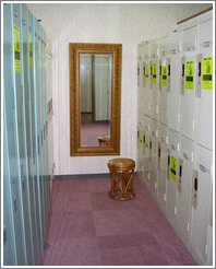 Capsule Hotel Fontaine Akasaka.  Locker room.