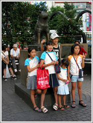 Hachiko with friends.  Shibuya neighborhood.