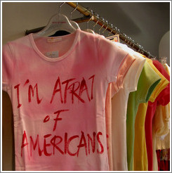 I'm afrait of Americans t-shirts.  Shibuya neighborhood.