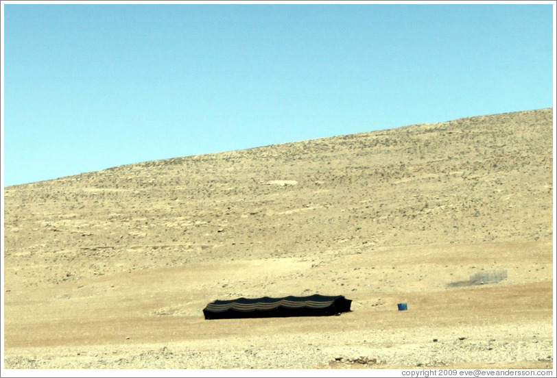 Bedouin tent made with black camel hair.