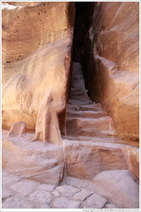 Stairs carved into the stone.