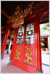 Door with stained glass windows, Chan She Shu Yuen Clan Association building.