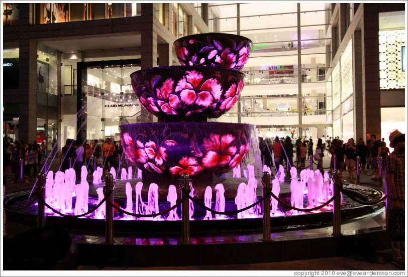 Fountain in front of the Pavilion, Jalan Bukit Bintang at night.