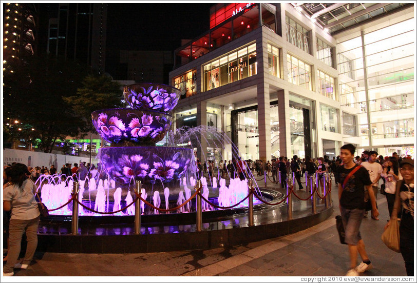 Fountain in front of the Pavilion, Jalan Bukit Bintang at night.