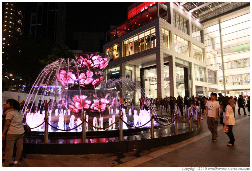 Fountain in front of the Pavilion, Jalan Bukit Bintang at night.