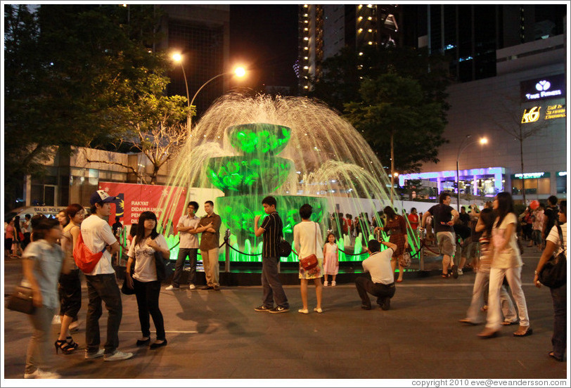 Fountain in front of the Pavilion, Jalan Bukit Bintang at night.