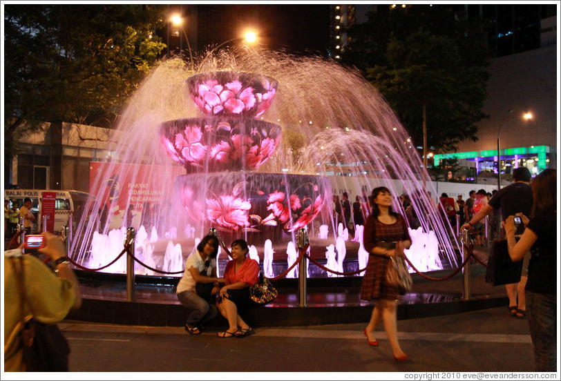 Fountain in front of the Pavilion, Jalan Bukit Bintang at night.