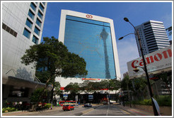 Building showing a reflection of the KL Tower, Jalan P Ramlee.