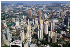 View of Kuala Lumpur from the KL Tower.  The two pronged building in the center is Times Square.