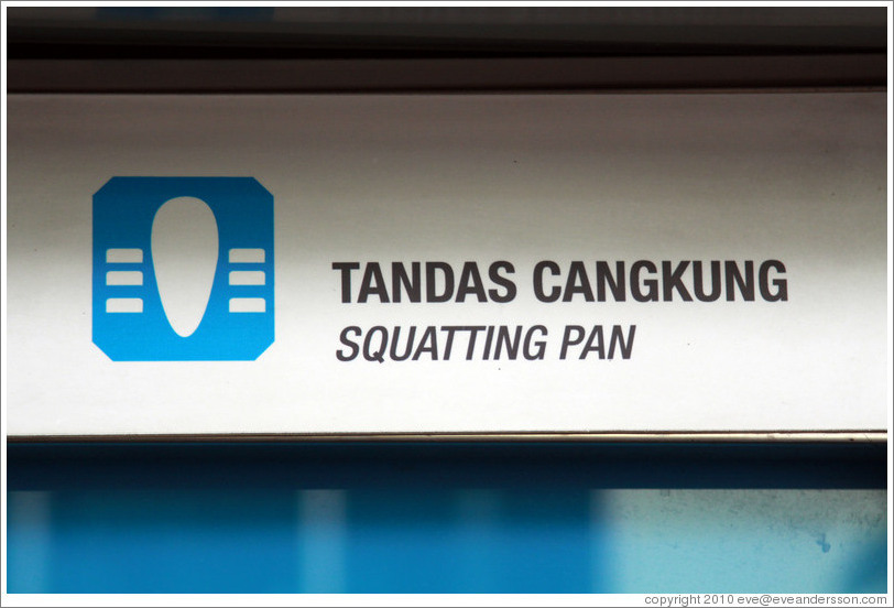 Squatting Pan sign, public toilet, Kuala Lumpur.