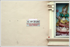 No foot wears & caps sign, Arulmigu Mahamariamman Temple.