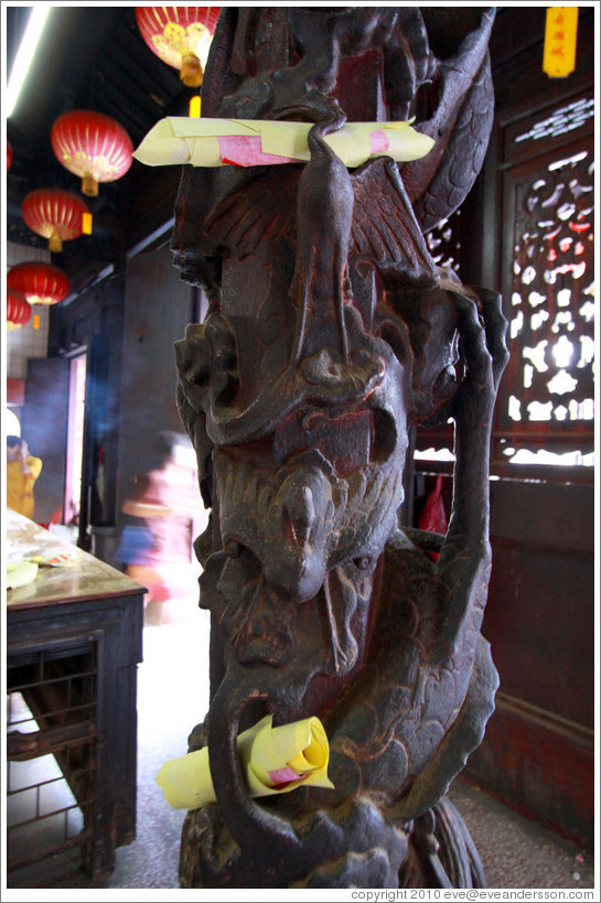 Rolled papers in a pillar, Kuan Yin Teng (Temple of the Goddess of Mercy).