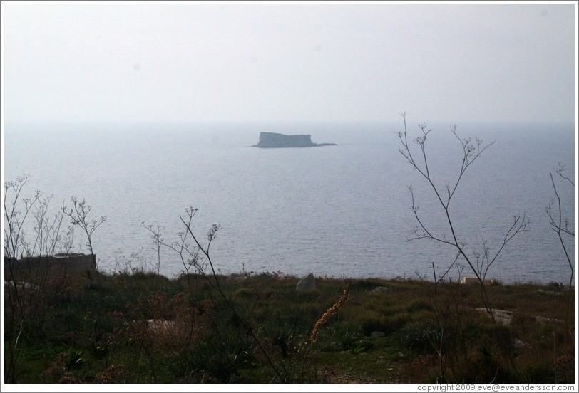 Filfla, the southernmost islet in the Maltese archipelago.  Viewed from &#294;a&#289;ar Qim.