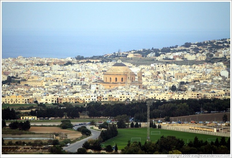 Rotunda of Santa Marija Assunta (a.k.a., Mosta Dome), viewed from Mdina.