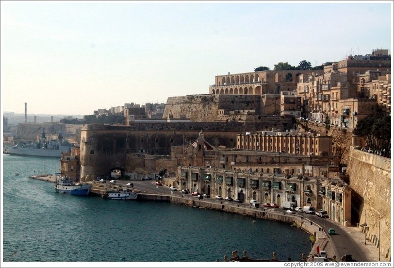 View of Valletta waterfront from Lower Barakka Gardens (Il-Barrakka t'Isfel).