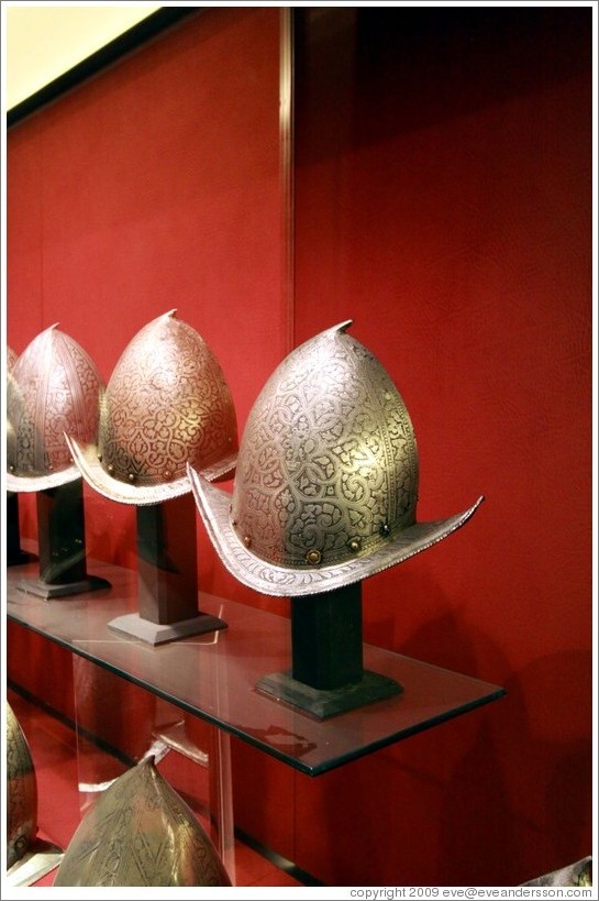 Peaked Morions, a type of military helmet, Palace of the Grand Master.