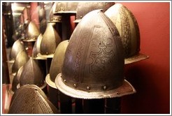 Peaked Morions, a type of military helmet, Palace of the Grand Master.