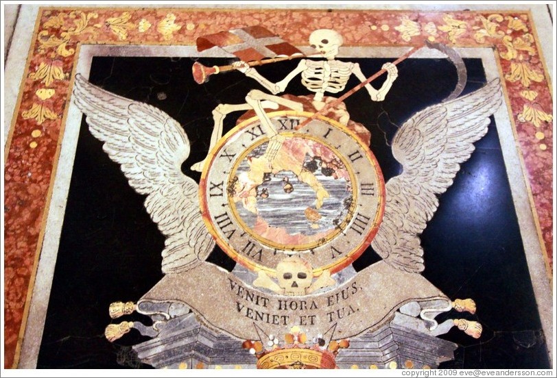 Floor decoration containing a skeleton, St. Johns Co-Cathedral (Kon-Katidral ta' San &#288;wann).