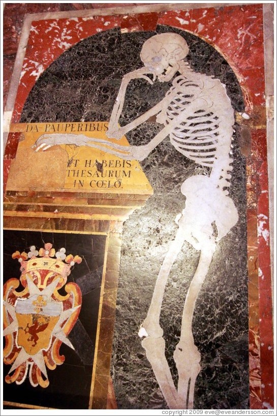 Floor decoration containing a skeleton, St. Johns Co-Cathedral (Kon-Katidral ta' San &#288;wann).