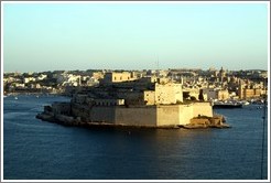 Fort St. Angelo, viewed from the British Hotel, Valletta.