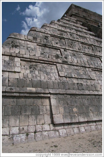 Looking up at the pyramid.  Chichen Itza.