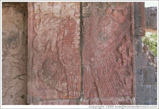 Eagle eating a human heart. Chichen Itza.