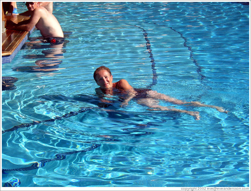 Mom in the pool.