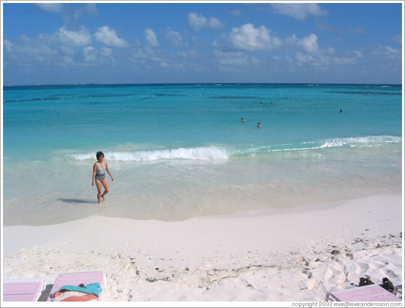 Trinh, getting out of the water.