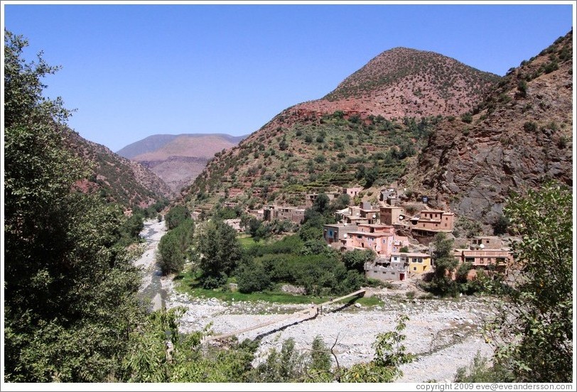 Berber village on a dry riverbed in the Atlas Mountains.