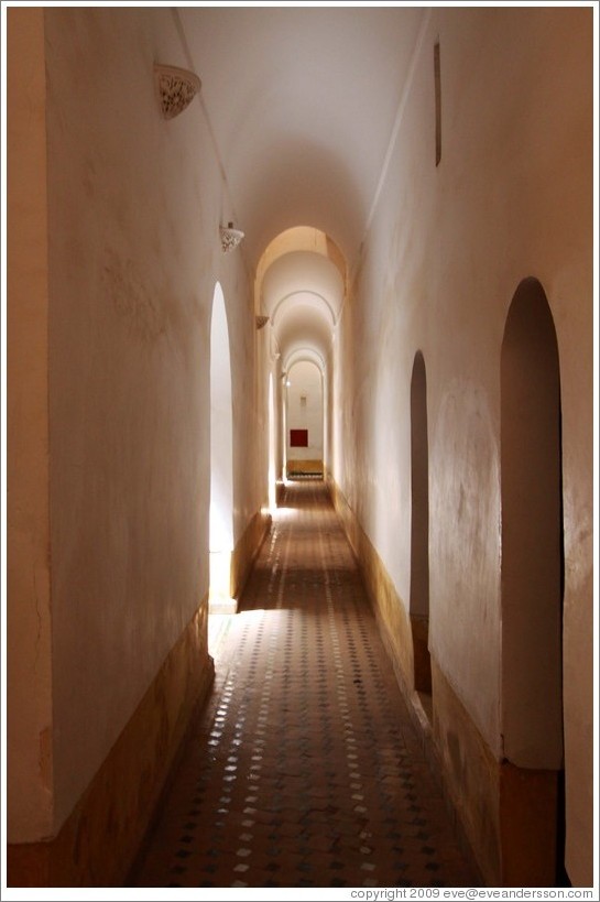 Hallway, student chambers, Ben Youssef Medersa.