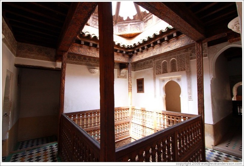 Pavilion, student chambers, Ben Youssef Medersa.