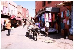 Man with a donkey on a street in the Medina.