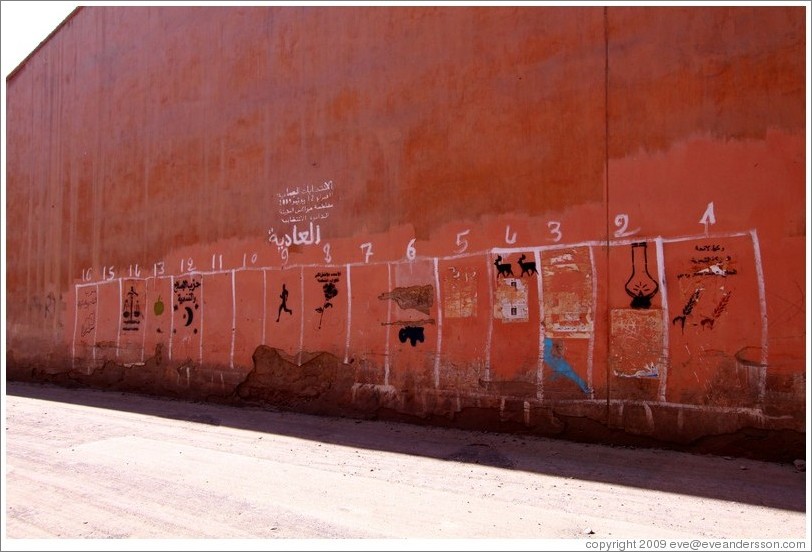 Numbers on a wall in the Medina, perhaps related to elections.