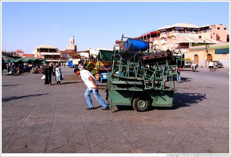 Man with cart, Jemaa el Fna.