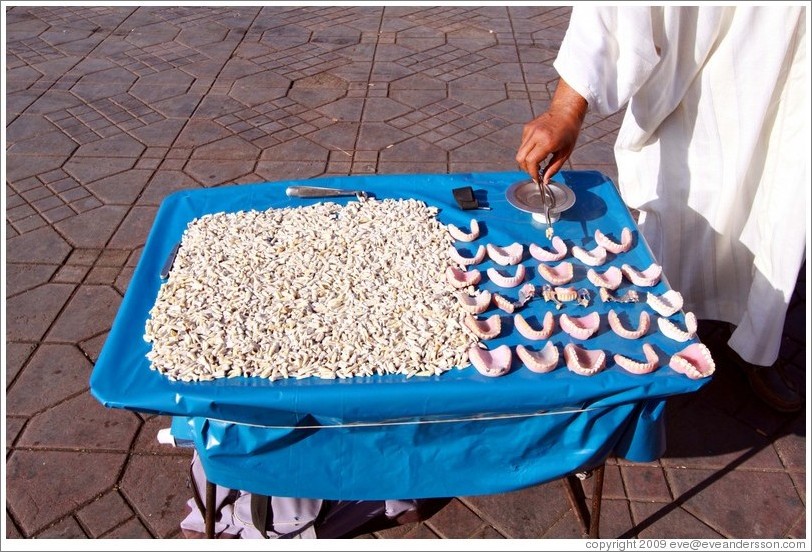Table containing teeth, Jemaa el Fna.