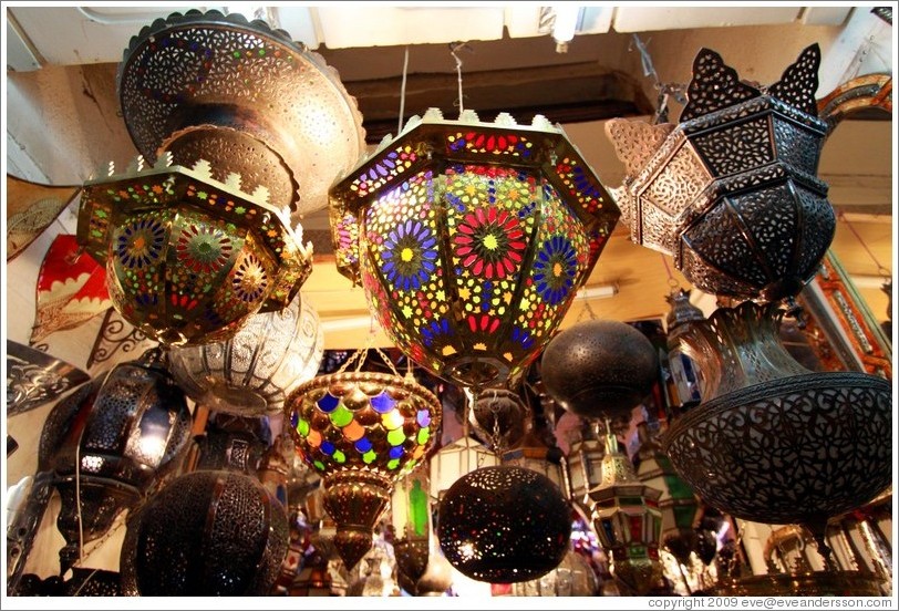Lamps for sale in the souks.
