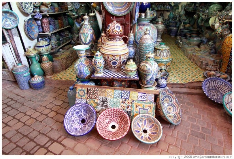 Pottery for sale in the souks.