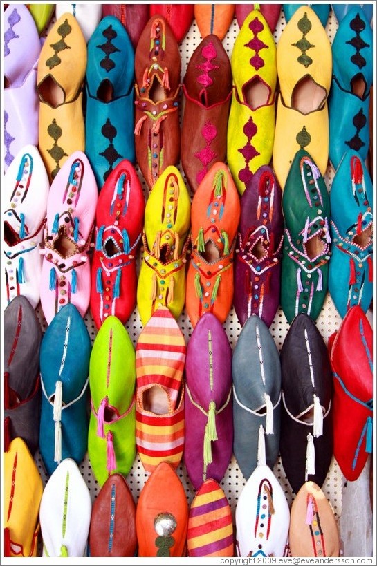 Shoes for sale in the souks.