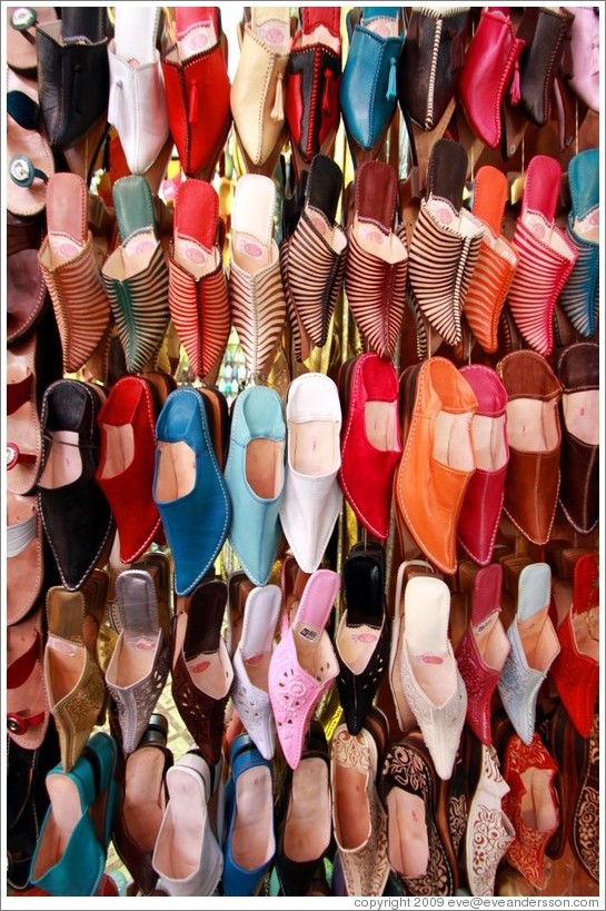 Shoes for sale in the souks.