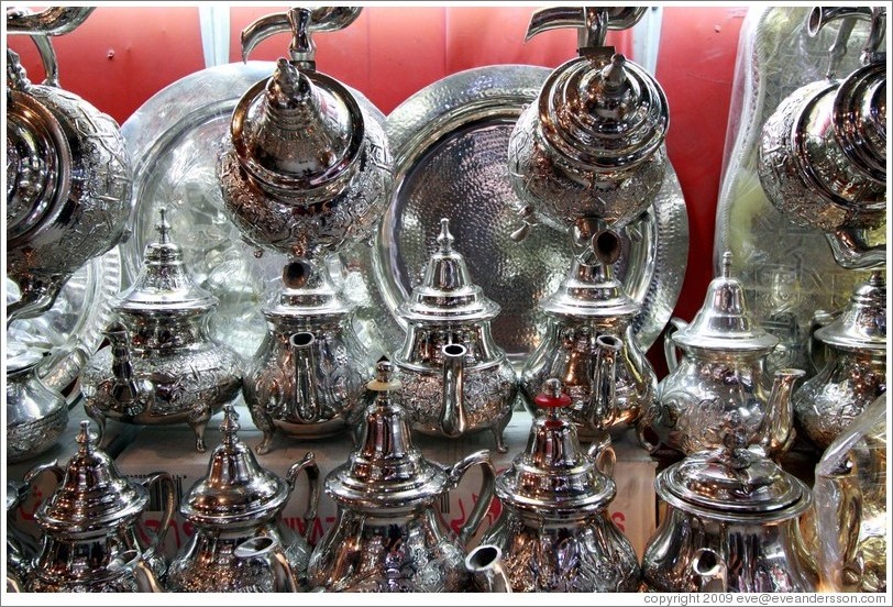 Teapots for sale in the souks.