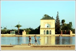 Boys swimming, Saadian garden pavilion, Menara gardens.