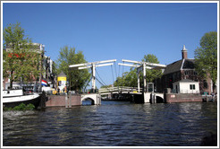 Bridge across Nieuweherengracht at Amstel canal, Centrum district.