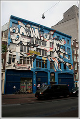 Building with BOOM painted on it on Spuistraat, Centrum district.