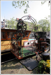 Houseboat with interesting mailbox.  Prinsengracht, Jordaan district.