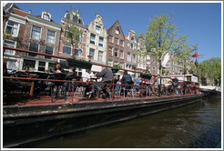 Restaurant boat.  Prinsengracht, Jordaan district.
