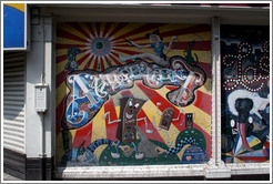 Casino on Oudezijds Achterburgwal and Oude Doelen with painting by Harold Thornton.  Red Light district.