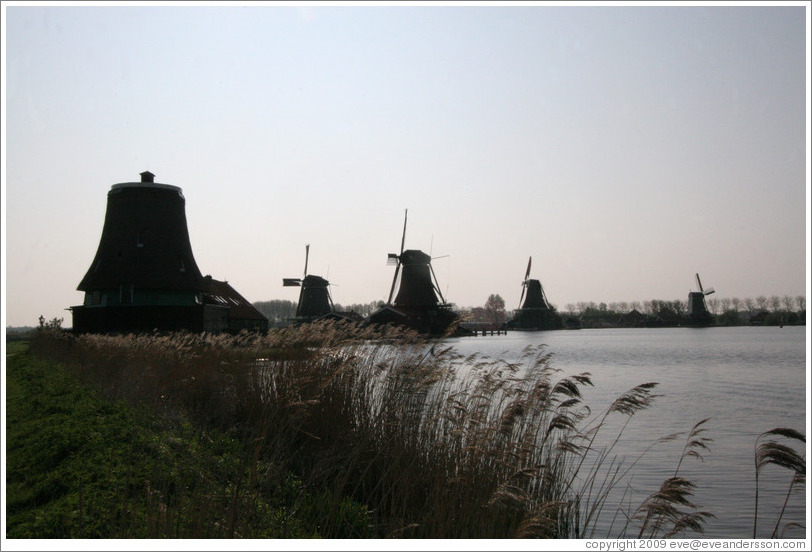 Windmill silhouettes.