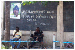 Sign: "Stop Urinating and Dumping of Refused Here Order by Police". COD Church Road,  Victoria Island.