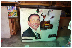 Sign regarding "His Excellency Barack Obama. Market, Victoria Island.