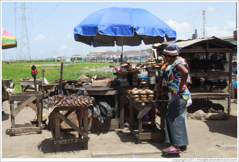 Roadside vendors. Victoria Island.